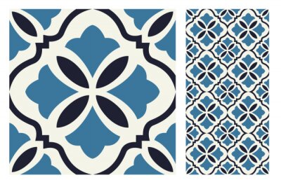 Sticker  vintage tiles patterns antique seamless design in Vector illustration