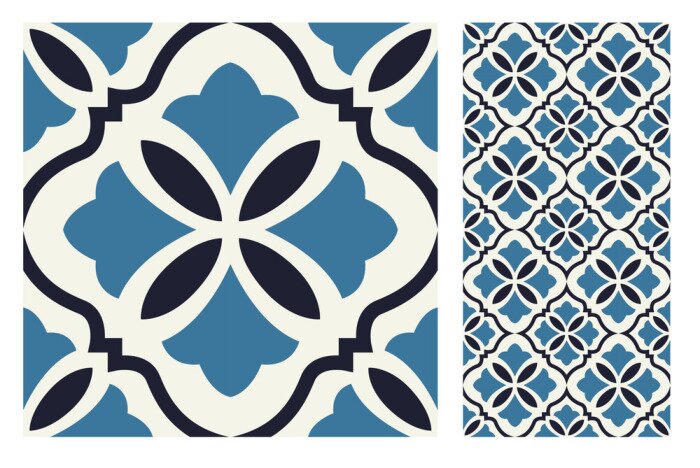 Sticker  vintage tiles patterns antique seamless design in Vector illustration