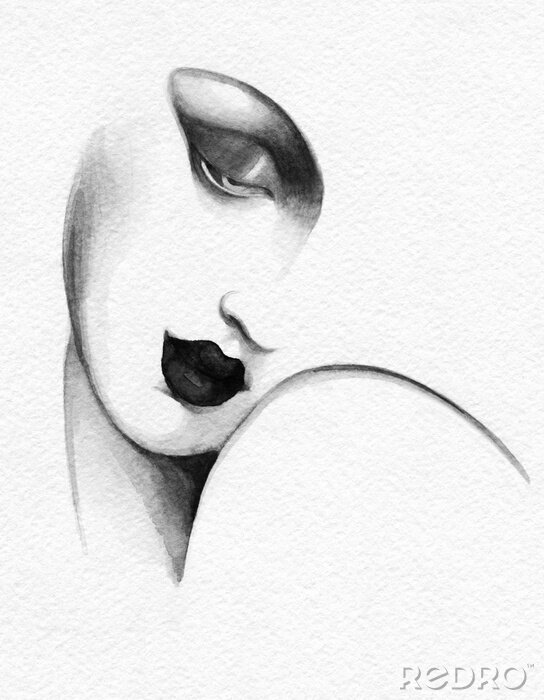 Sticker  visage de femme abstraite. illustration de mode. peinture à l'aquarelle