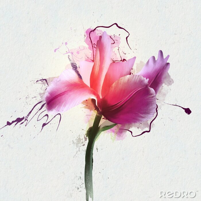 Sticker  Vision artistique d'une tulipe rose