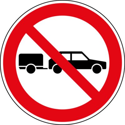 Sticker  voiture de signe d'interdiction avec remorque interdit panneau routier