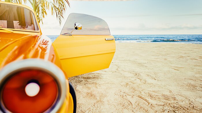 Sticker  Voiture rétro sur la plage