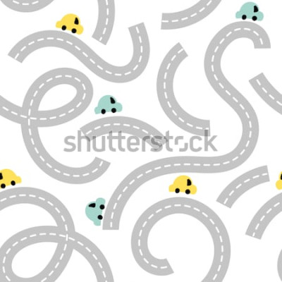 Sticker  Voitures colorées parmi les routes asphaltées tordues