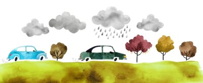 Sticker  Voitures d'aquarelle