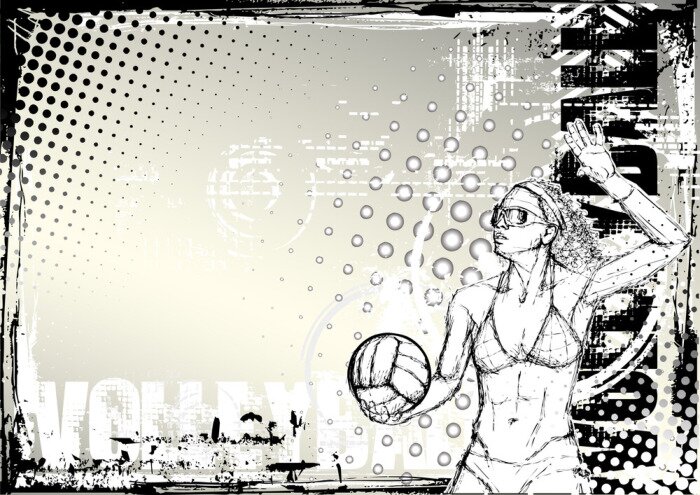 Sticker  volley-ball grunge fond