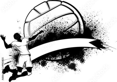 Sticker  Volley-ball Homme grunge bannière