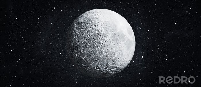 Sticker  Vue de la pleine lune sur un fond de ciel étoilé sombre