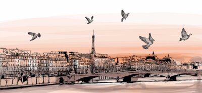 Sticker  Vue de Paris depuis "Pont des Arts"
