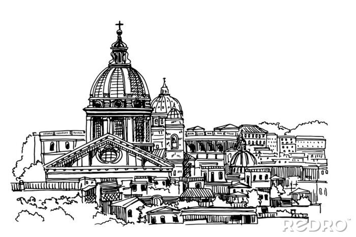 Sticker  vue sur le centre historique de Rome, Italie