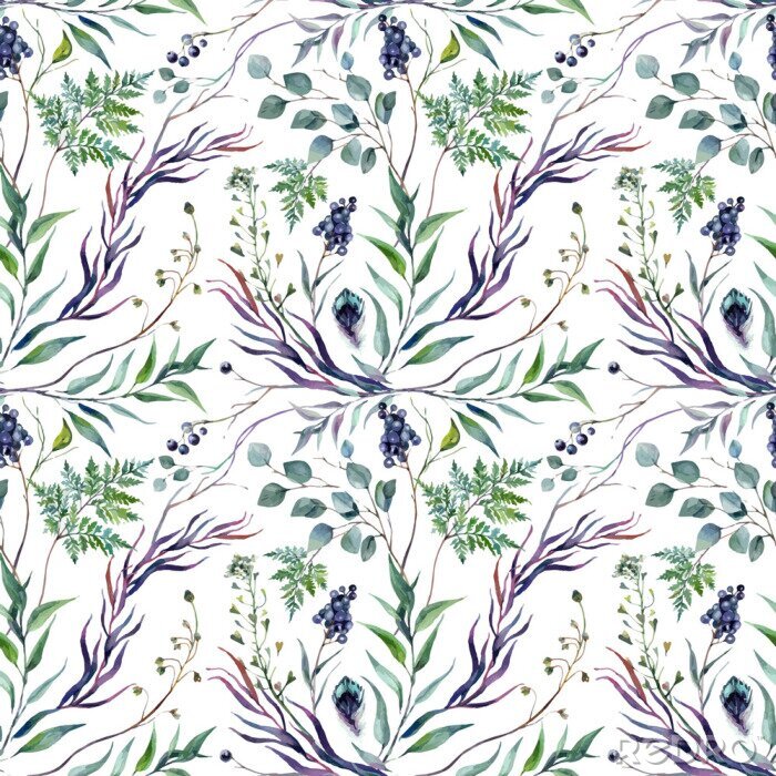 Sticker  Watercolor Botanical Greneery Pattern