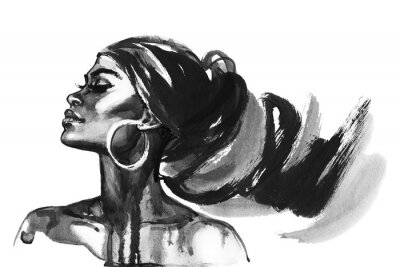 Sticker  Watercolor fashion portrait