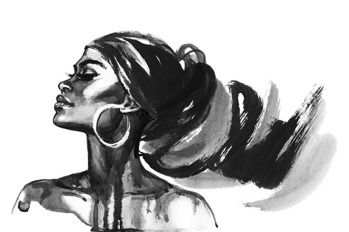 Sticker  Watercolor fashion portrait