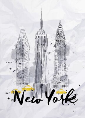 Sticker  Watercolor New York buildings