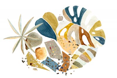 Sticker  Watercolor terrazzo flooring pattern. Classic italian floor design in Venetian style