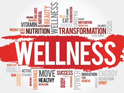 Sticker  WELLNESS word cloud, fitness, sport, health concept