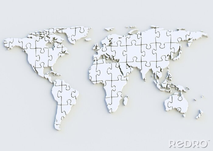 Sticker  Weltkarte - als carte du monde 3D Puzzle