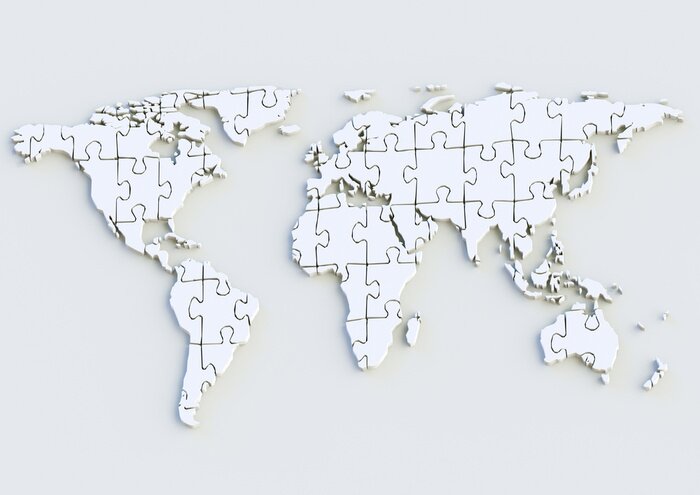 Sticker  Weltkarte - als carte du monde 3D Puzzle