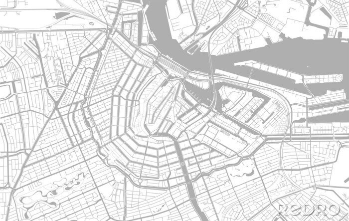 Sticker  White and grey vector city map of Amsterdam