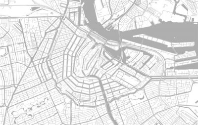 Sticker  White and grey vector city map of Amsterdam