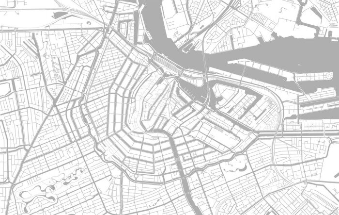 Sticker  White and grey vector city map of Amsterdam