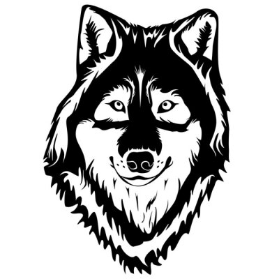 Sticker  WOLF VISAGE TATOUAGE BLANC