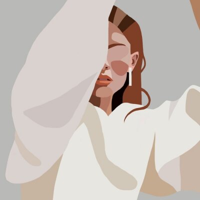 Sticker  Woman covers her face