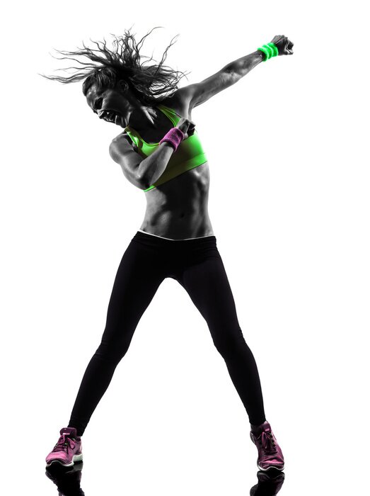 Sticker  woman exercising fitness zumba dancing silhouette