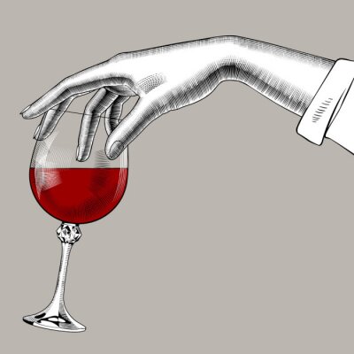 Sticker  Woman's hand holding a glass with red wine