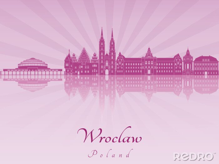 Sticker  Wroclaw horizon en violet orchidée rayonnante