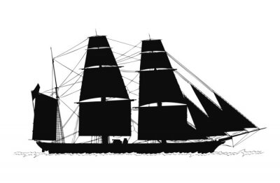 Sticker  帆船 ー シルエット