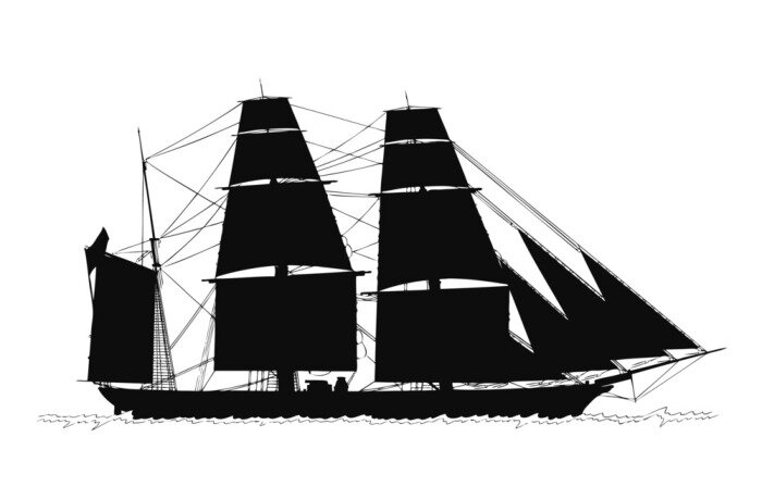 Sticker  帆船 ー シルエット