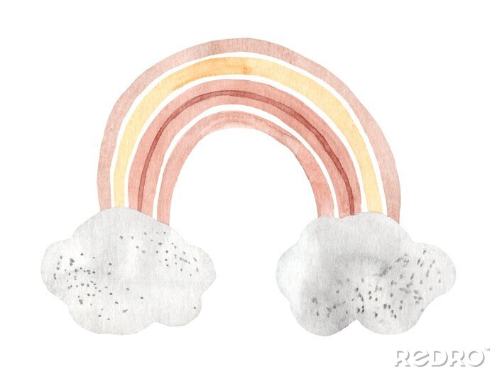 Sticker  Arc-en-ciel fini avec des nuages ​​gris