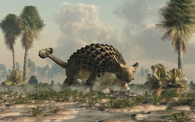 Dinosaure herbivore « blindé » dans une plaine
