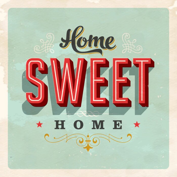 Sticker  Graphismes de style rétro avec le slogan « Home sweet home »
