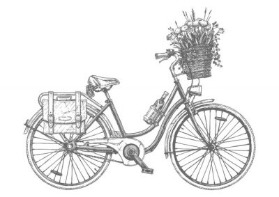 Sticker  Сity bicycle with flowers