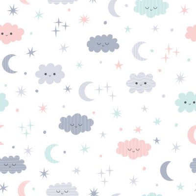 Sticker  Modèle avec des nuages ​​dans le ciel nocturne
