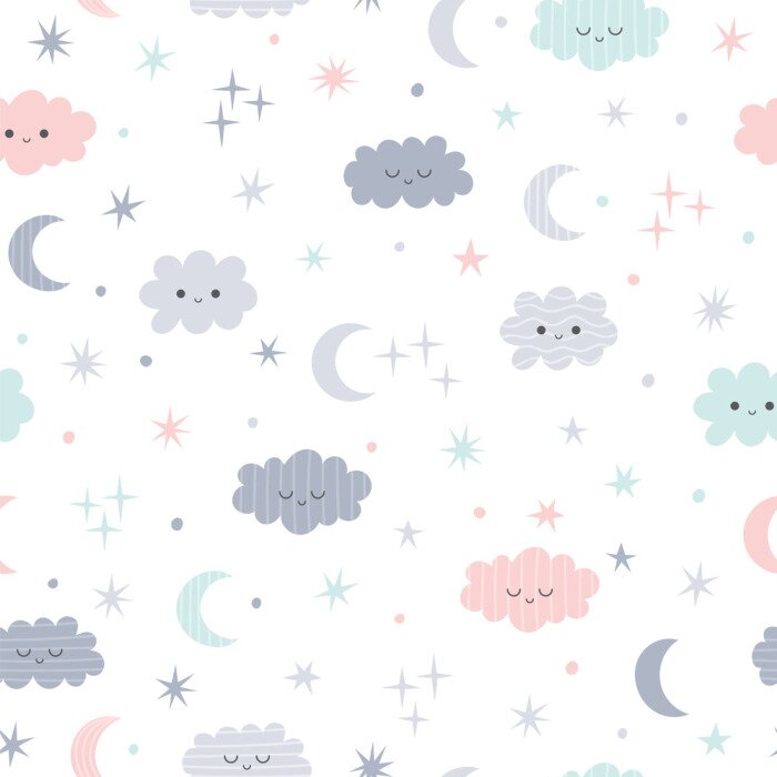 Sticker  Modèle avec des nuages ​​dans le ciel nocturne