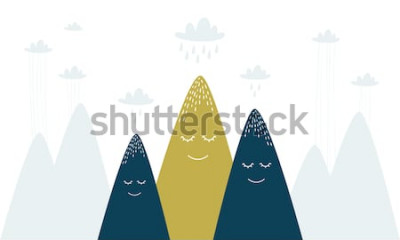 Sticker  Montagnes souriantes sous les nuages ​​de pluie