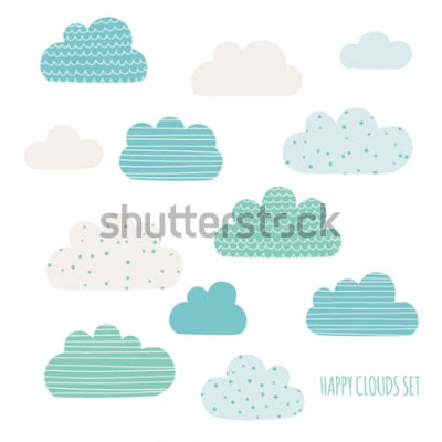 Sticker  Nuages ​​bleu-blanc avec divers motifs
