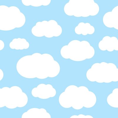 Papier peint à motif  Nuages ​​sur le motif de vecteur transparente ciel bleu