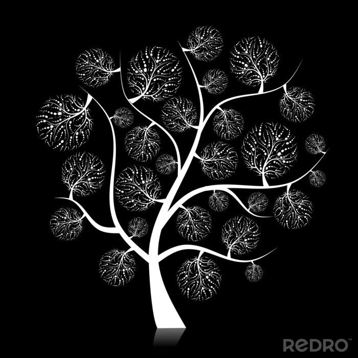 Sticker  Silhouette d'arbre d'art sur ​​noir pour votre conception