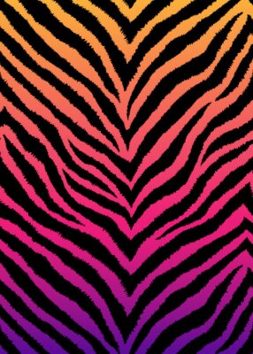 Sticker  Zebra, tiger print, animal skin with zigzag lines, stripes. Abstract background. Detailed hand drawn vector illustration. Exotic gradient poster, banner. 