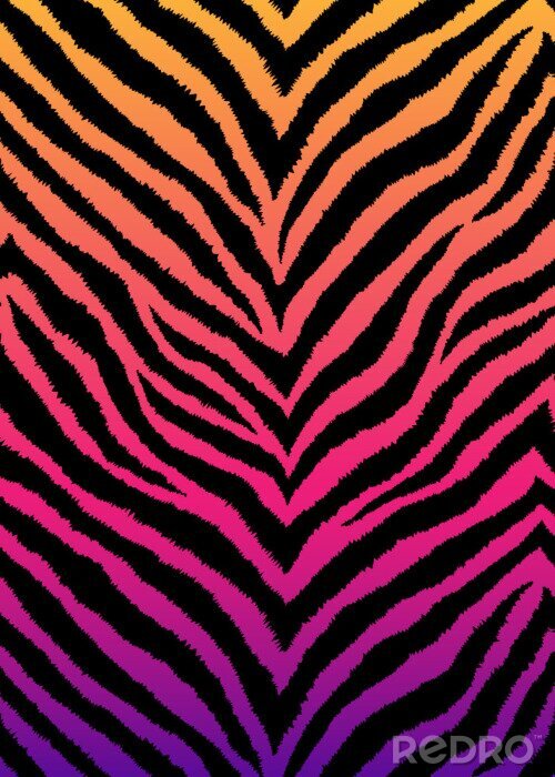 Sticker  Zebra, tiger print, animal skin with zigzag lines, stripes. Abstract background. Detailed hand drawn vector illustration. Exotic gradient poster, banner. 