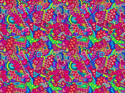 Sticker  Zentangle amour coeurs abstrait doodle motif lumineux