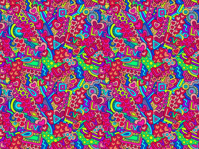 Sticker  Zentangle amour coeurs abstrait doodle motif lumineux