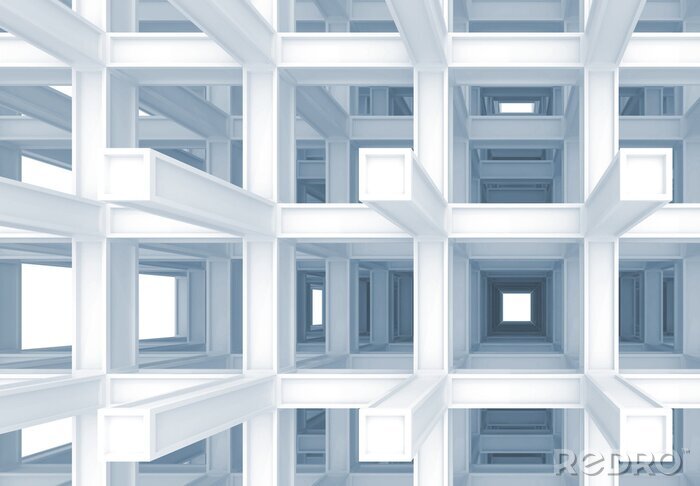 Tableau  3d abstract digital background, blue braced construction
