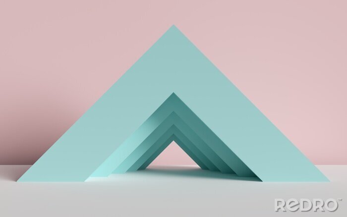 Tableau  3d render, abstract background, triangle, corner, primitive geometric shapes, pastel color palette, simple mockup, minimal design elements