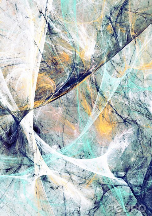 Tableau  Abstract beautiful blue and white soft color background. Dynamic painting texture. Modern futuristic cold pattern. Fractal artwork for creative graphic design