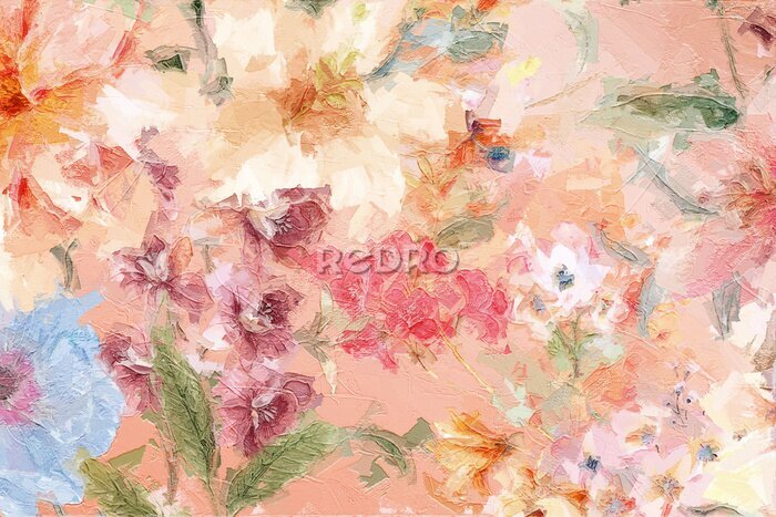 Tableau  Abstract beautiful oil painting flower vintage illustration