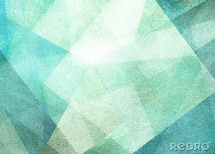 Tableau  abstract blue green background with textured triangle shapes in fun geometric pattern, teal and white color texture in modern art design